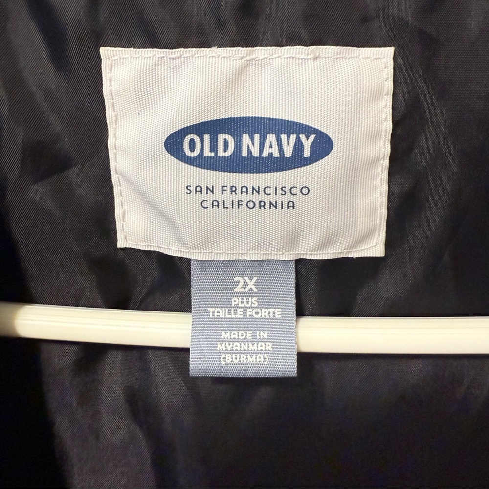 Old Navy Black Check Quilted Outerwear Vest Women's 2X Full Zip Rib Collar - Picture 3 of 10